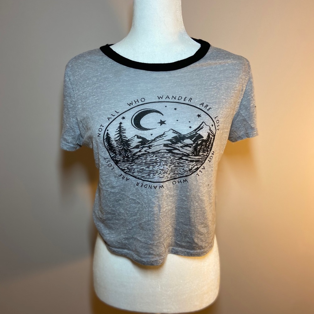 Grey Graphic Crop Top